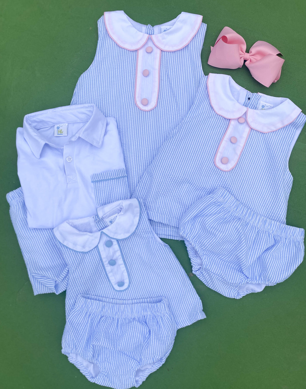 Seersucker Blue Bloomer Set