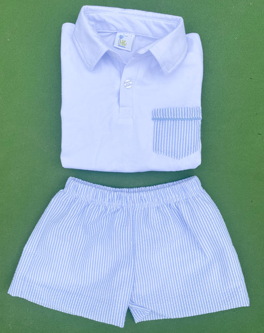 Seersucker Polo Short Set