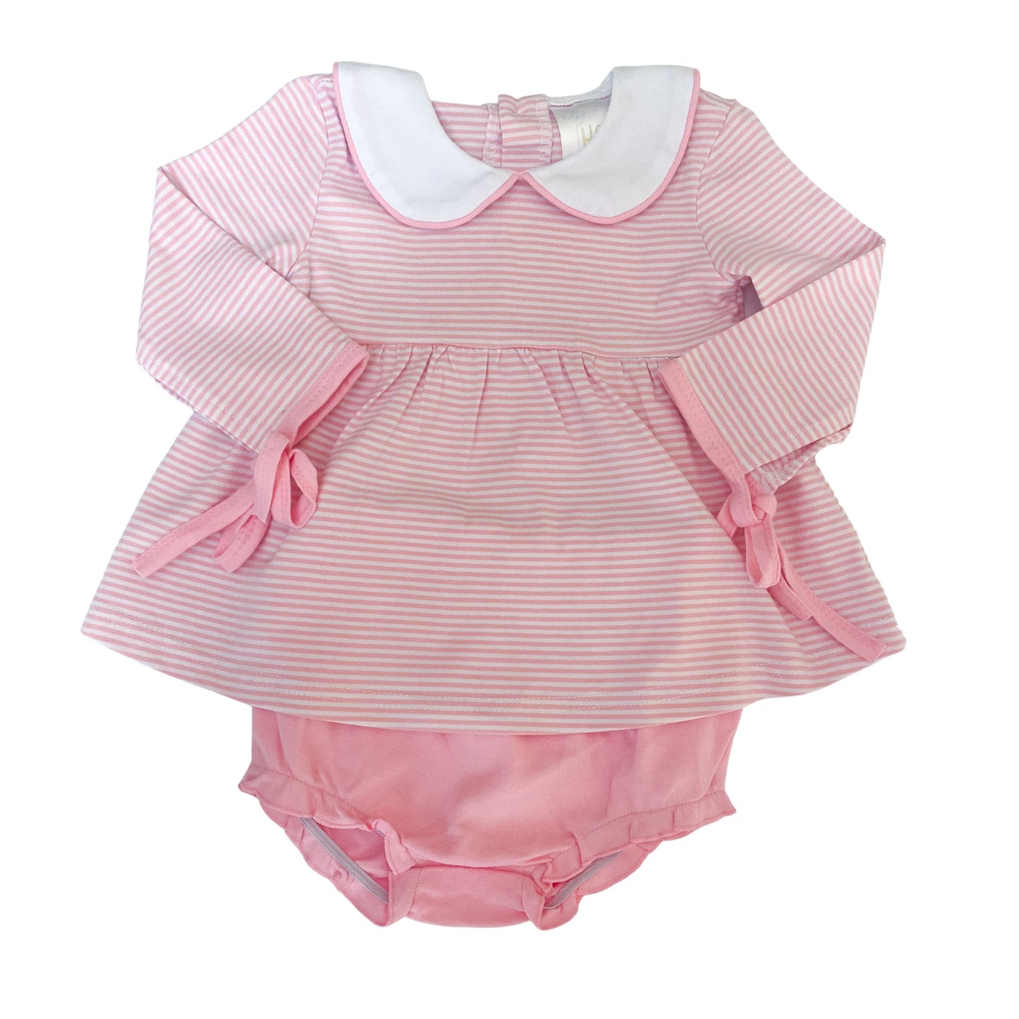 Long Sleeve Pink Stripe Bloomer Short Set