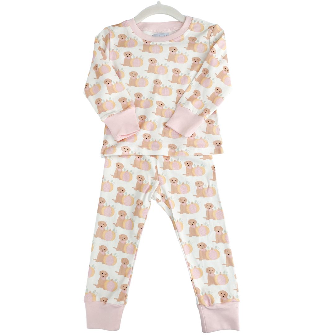 Pink Pumpkin Puppy Organic Cotton Pajama Set