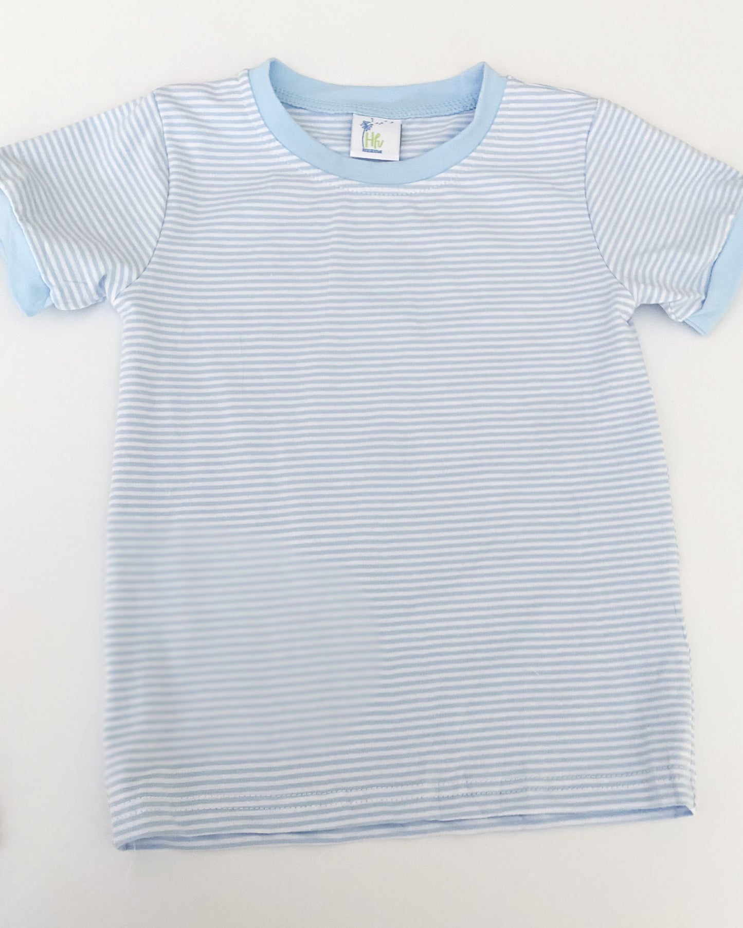 Blue & White Stripe Short Sleeve T Shirt