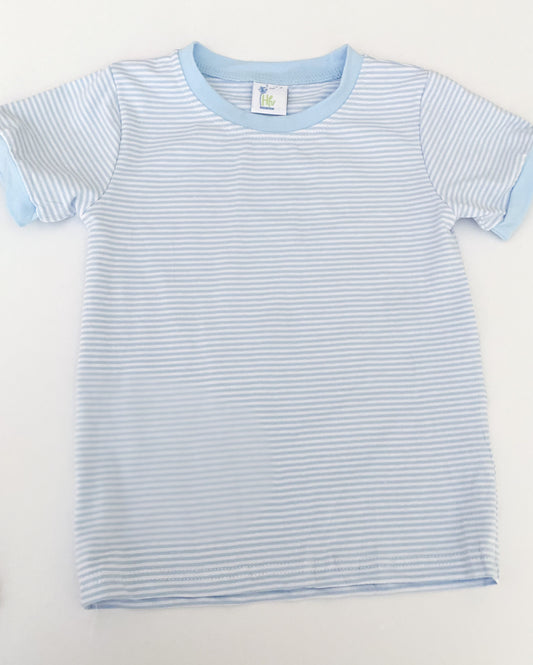 Blue & White Stripe Short Sleeve T Shirt