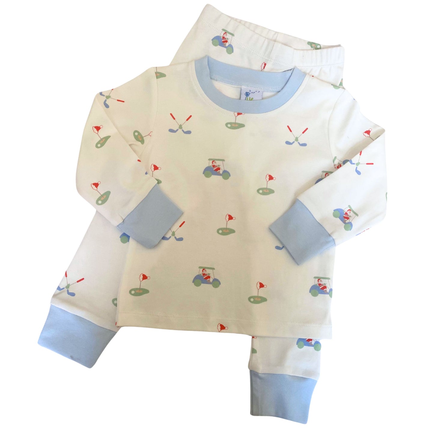 Blue Golf Santa Organic Cotton Christmas Pajama Set