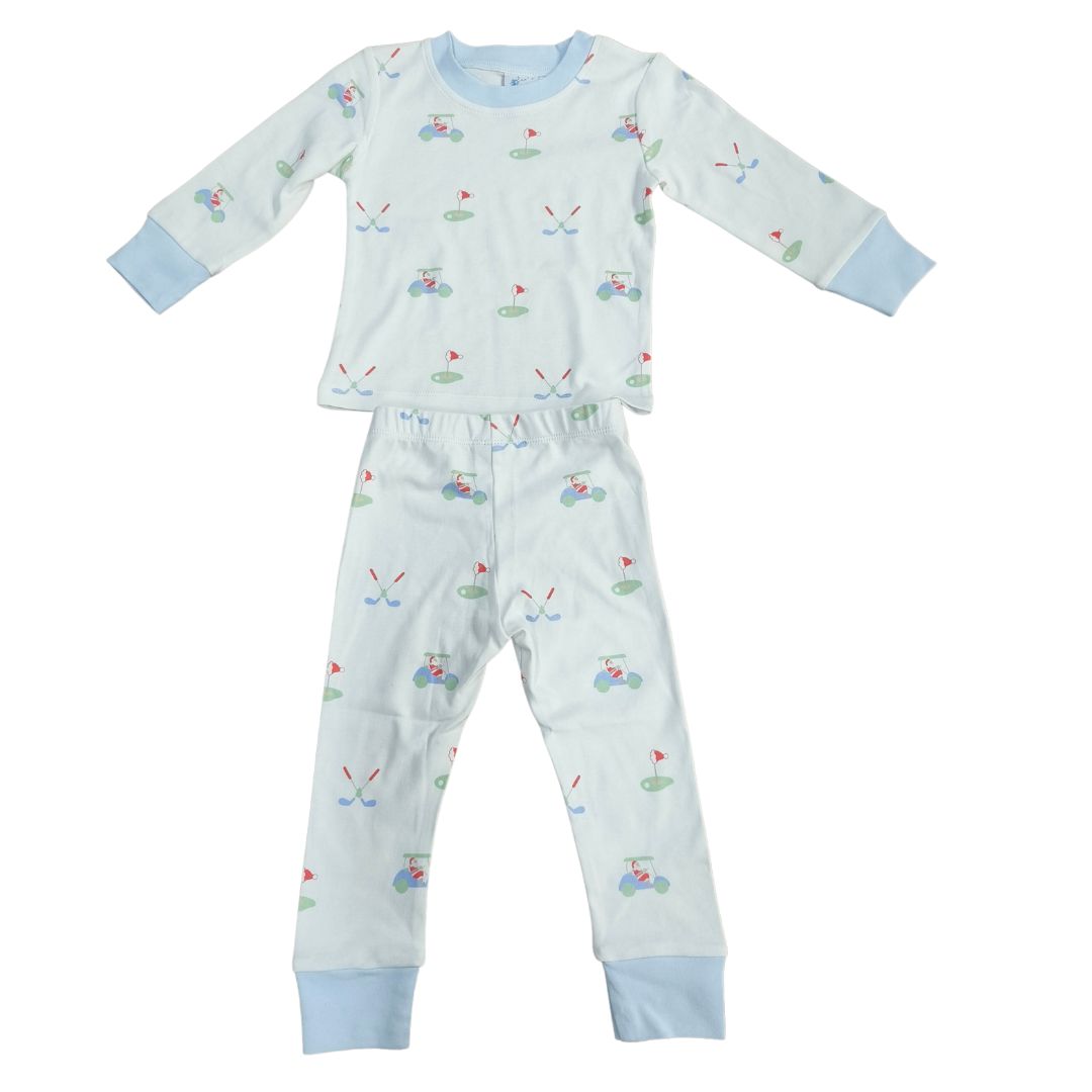 Blue Golf Santa Organic Cotton Christmas Pajama Set