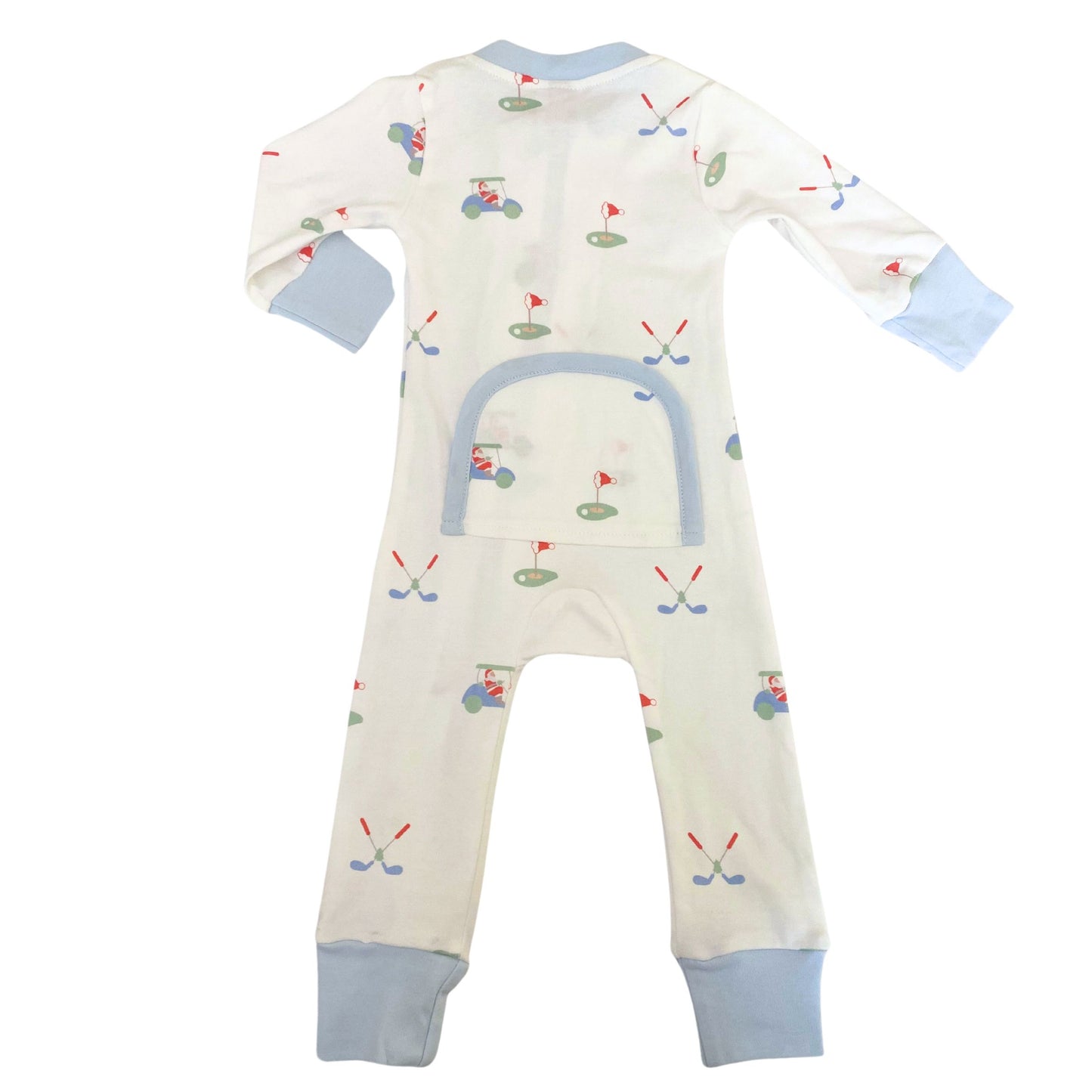 Blue Santa Golf Organic Cotton Zip Christmas Pajamas