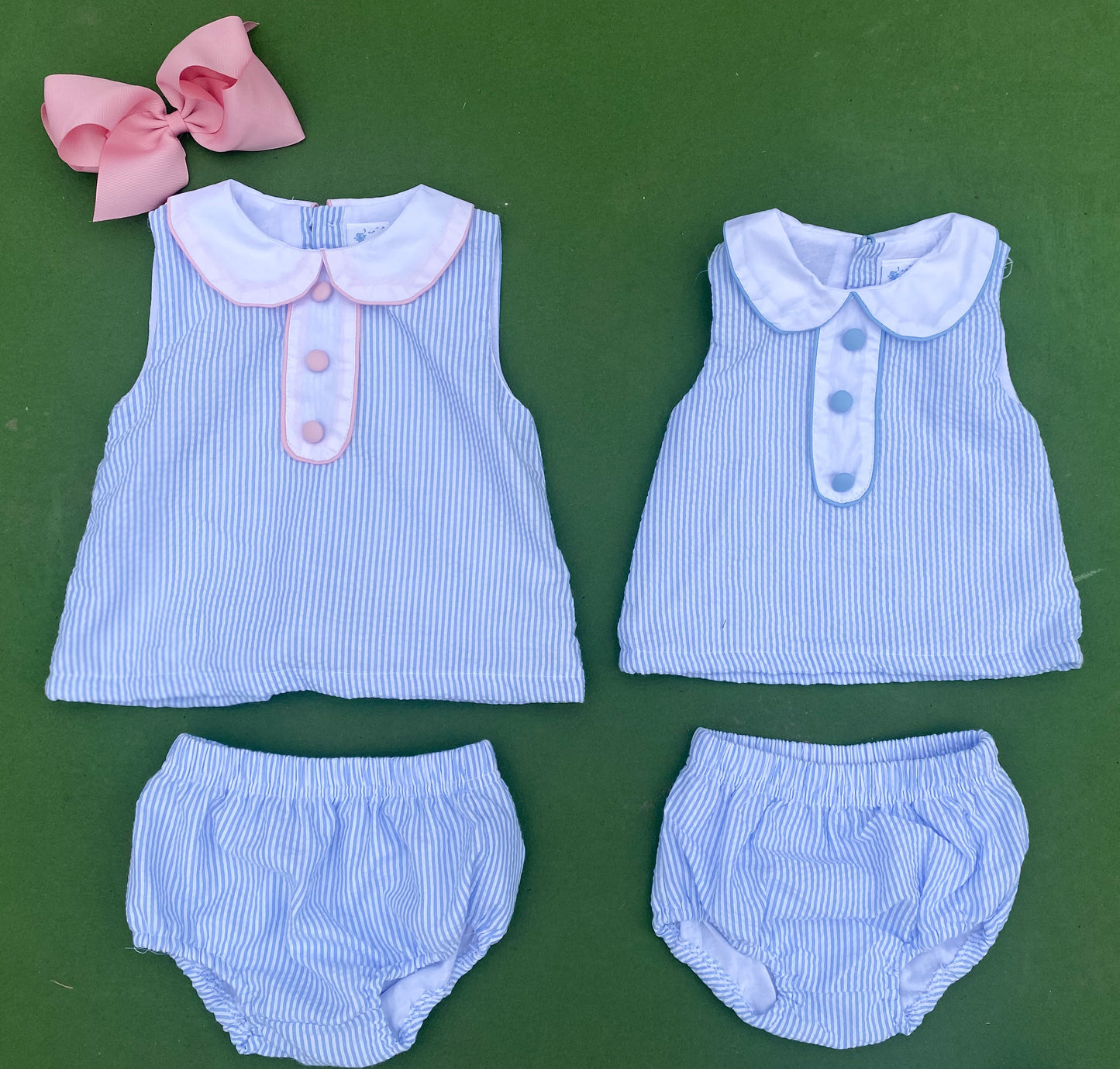 Seersucker Blue Bloomer Set