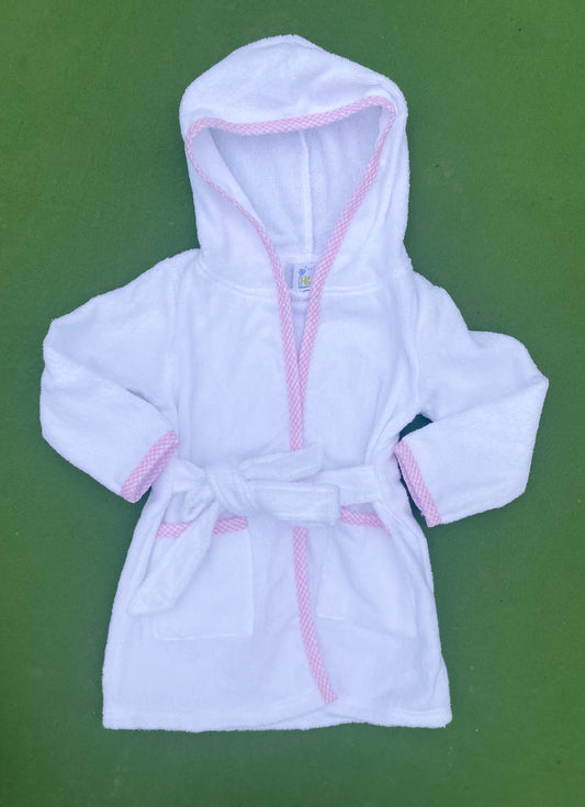 Pink Trim Towel Hoodie Robe