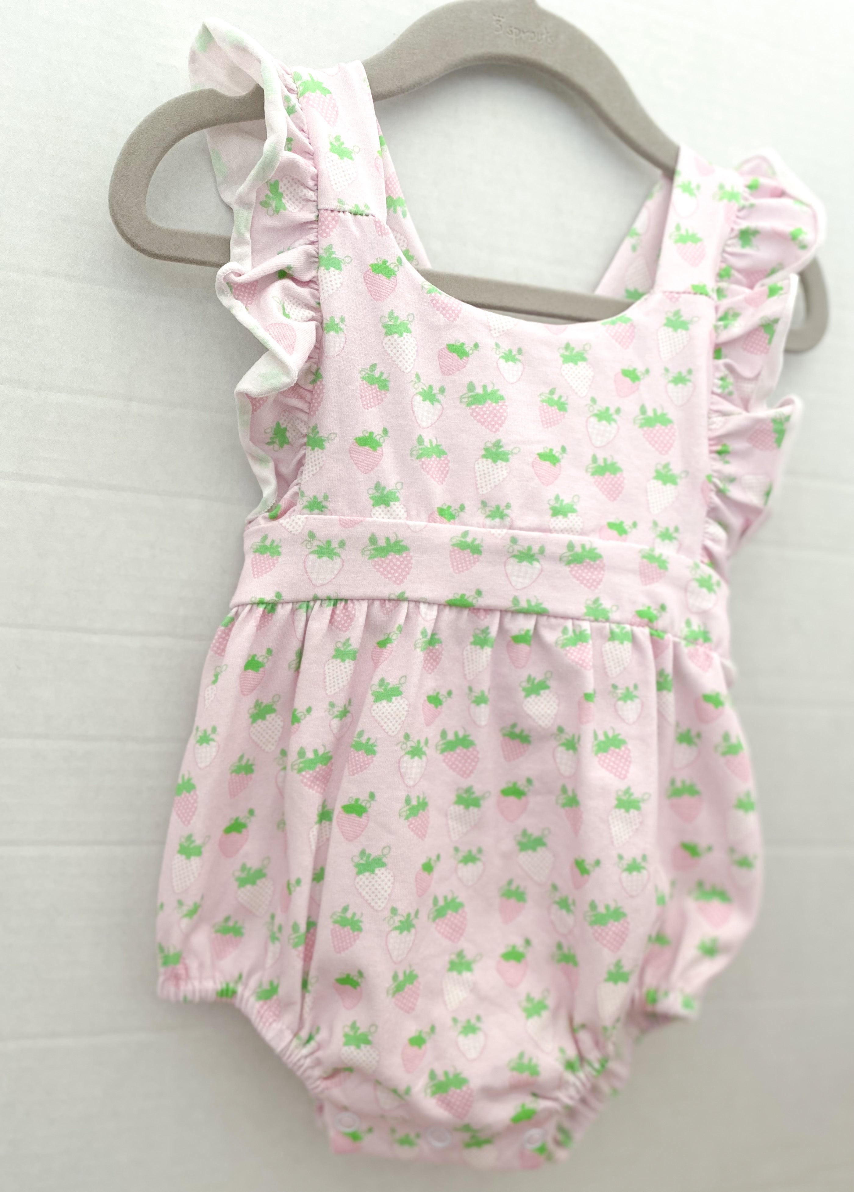 Ruffled Sunsuit With Strawberries