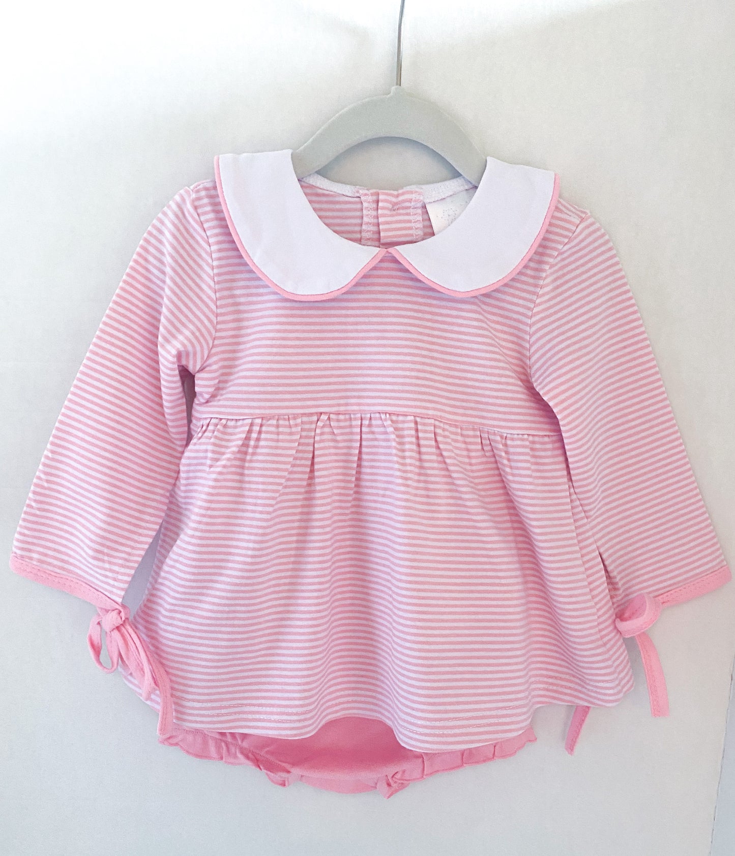 Long Sleeve Pink Stripe Bloomer Short Set