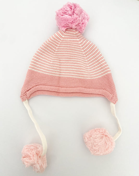 Pink & White Stripe Pom Hat