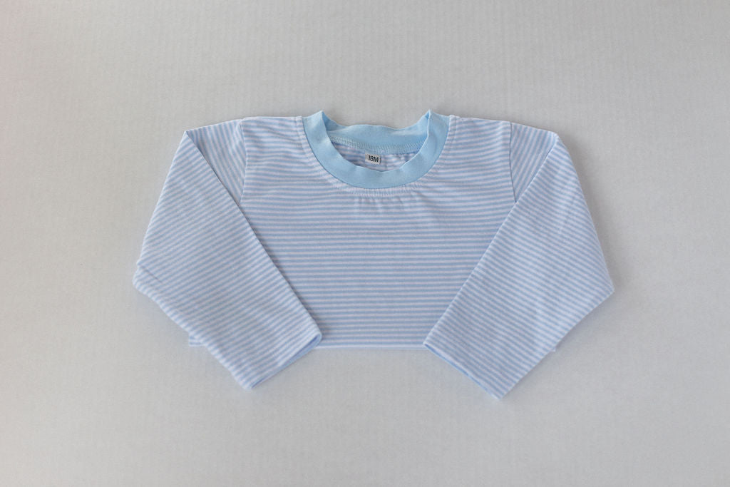 Blue & White Stripe Long Sleeve T Shirt