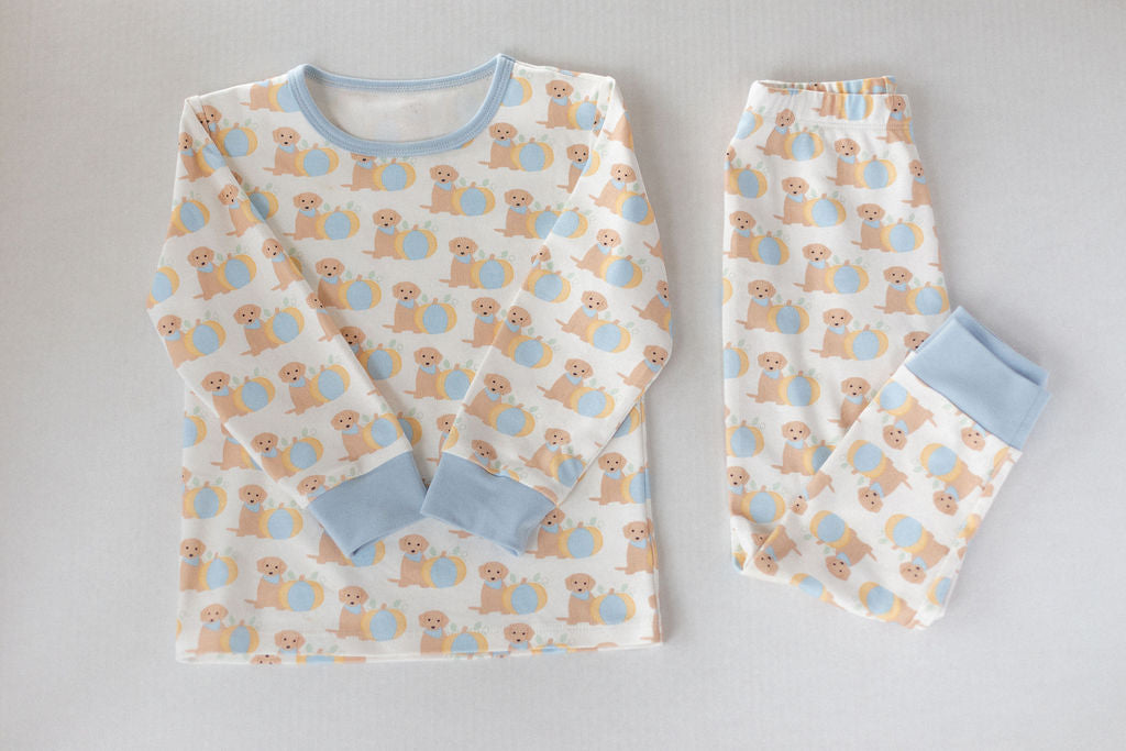 Blue Pumpkin Puppy Organic Cotton Pajama Set